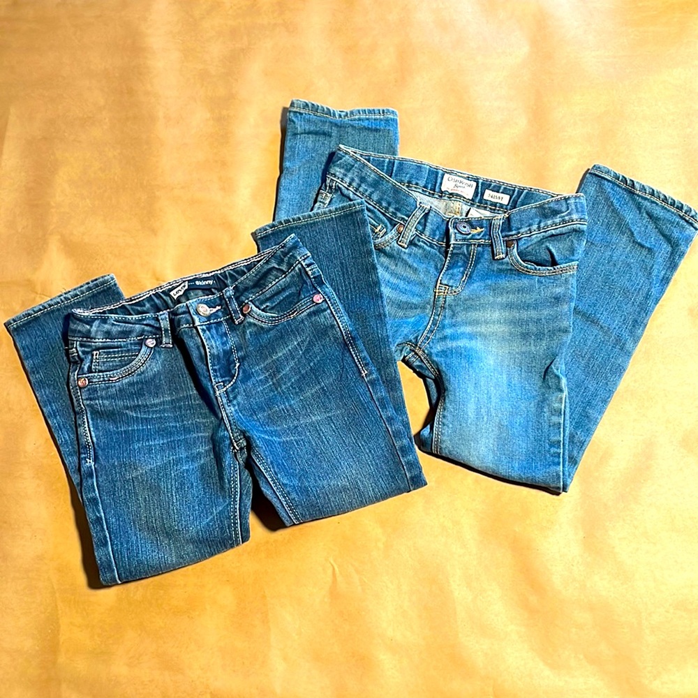 Girls size 5 jeans bundle Levi’s and Oshkosh skinny no stains no tears